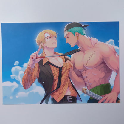 Zorro & Sanji print A5 white background
